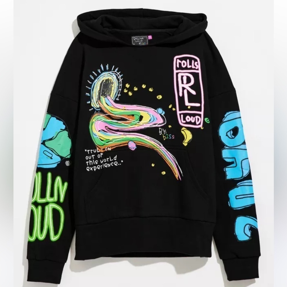 Urban Outfitters b2Ss Rolling Loud Rainbow Road Hoodie Sweatshirt Size Medium
